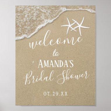 Starfish Beach Wedding Bridal Shower Welcome Poster