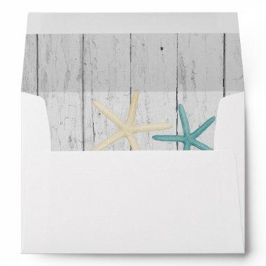 Starfish Beach Wedding Rustic Wood Envelope