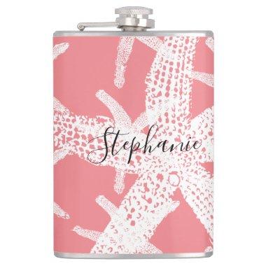 Starfish Birthdays Weddings  Pink Flask