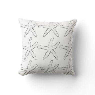 Starfish Black White Patterns Elegant Classy Beach Throw Pillow