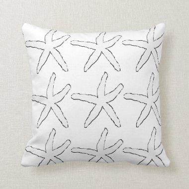 Starfish Black White Patterns Elegant Classy Beach Throw Pillow