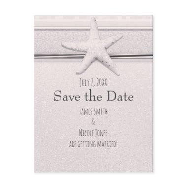 Starfish Classic White Beach Wedding Save the Date Announcement Post
