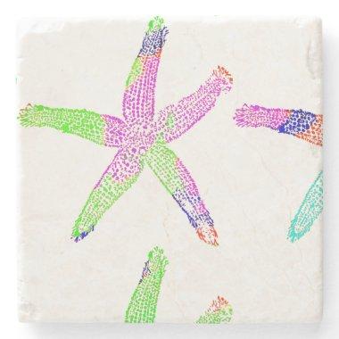 Starfish Coastal Beach Multicolor Patterns 2020 Stone Coaster