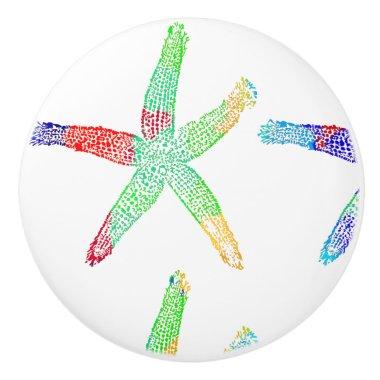 Starfish Coastal Beach Multicolor Patterns Modern Ceramic Knob