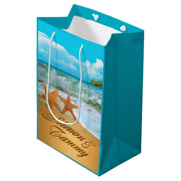 Starfish Couple ASK ME TO PUT NAMES IN SAND Medium Gift Bag