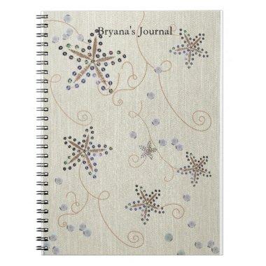 Starfish Elegance Beach Sequins Sparkle Notebook