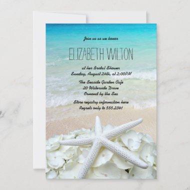 Starfish Floral Beach Bridal Shower Invitations