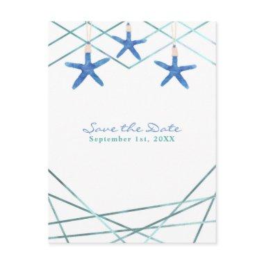 Starfish & Modern Line Elegant Beach Save the Date Announcement PostInvitations