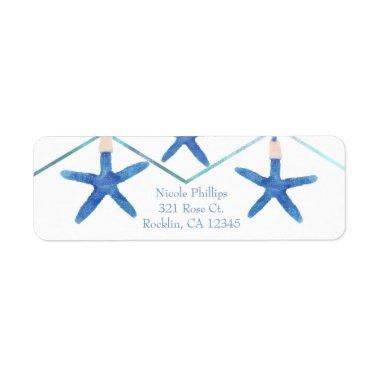 Starfish & Modern Lines Elegant Beach  Label