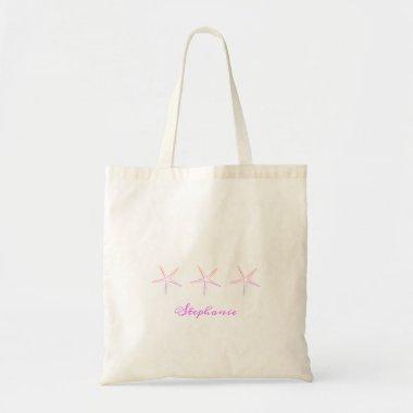 Starfish Monograms Pink Custom Name Nautical Gift Tote Bag