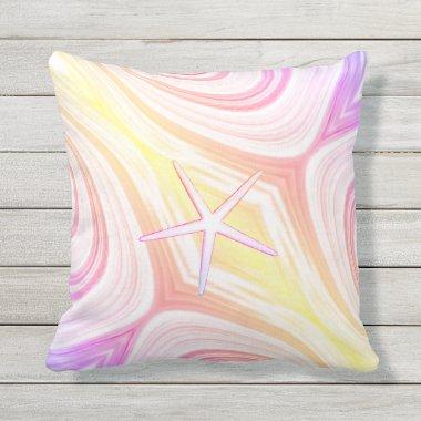 Starfish Multicolor Pink Abstract Mother's Day Outdoor Pillow