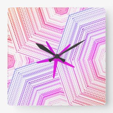 Starfish Multicolor Pink Yellow Artsy Decor Girly Square Wall Clock
