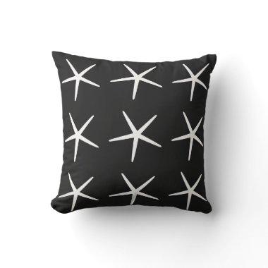 Starfish Nautical Beach Black White Patterns Gift Outdoor Pillow