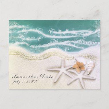 Starfish on the Beach Teal Sea Water Save the Date Announcement PostInvitations