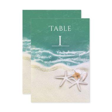 Starfish on the Beach Teal Sea Water Table Number
