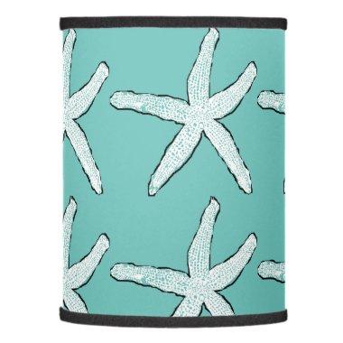 Starfish Pattern Beach Coastal Teal Blue Christmas Lamp Shade