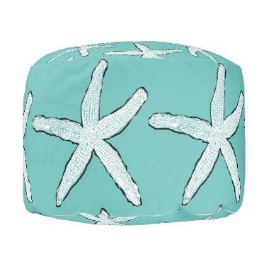 Starfish Pattern Beach Coastal Teal Blue Cute Gift Pouf