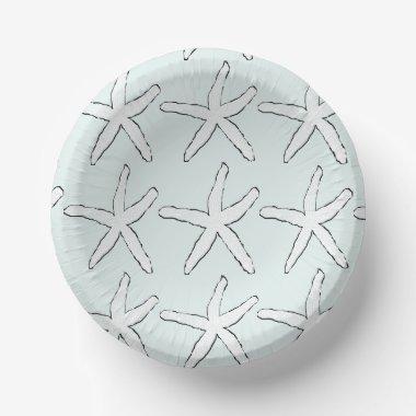Starfish Pattern Beach Light Teal White Occasions Paper Bowls