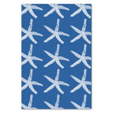 Starfish Pattern Beach Nautical Coastal Navy Blue Tissue Paper