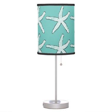 Starfish Pattern Beach Teal Blue Cute Christmas Table Lamp