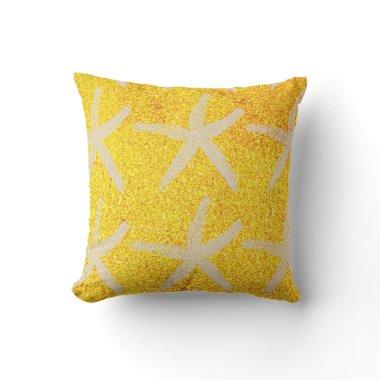 Starfish Patterns Gold Glitter Nautical Cute Beach Outdoor Pillow