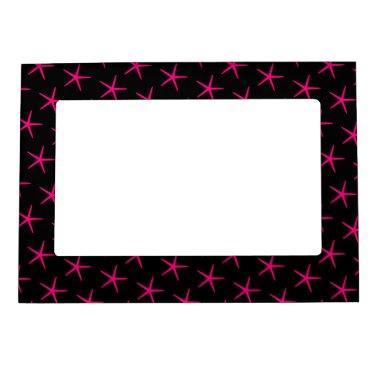 Starfish Patterns Pink Black Beach Nautical Cute Magnetic Frame