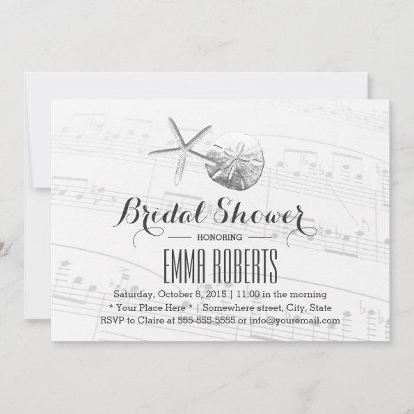 Starfish & Sand Dollar Music Notes Bridal Shower Invitations