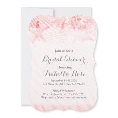 Starfish seashell beach bridal shower invitations