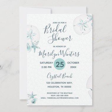 Starfish Shells Modern Elegant Beach Bridal Shower Invitations