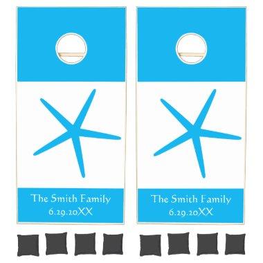 Starfish Sky Blue Beach Nautical Family Gift 2023 Cornhole Set
