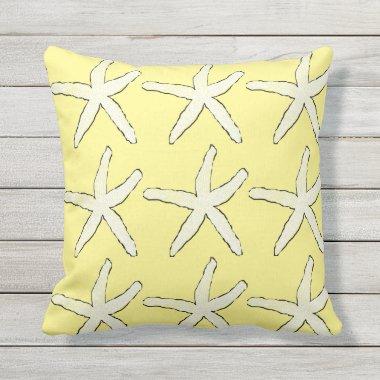 Starfish Yellow White Pattern Elegant Beach Cute Outdoor Pillow