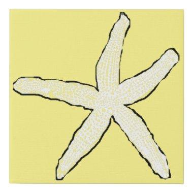 Starfish Yellow White Pattern Elegant Beach Gift Faux Canvas Print