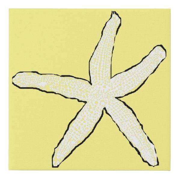 Starfish Yellow White Pattern Elegant Beach Gift Faux Canvas Print