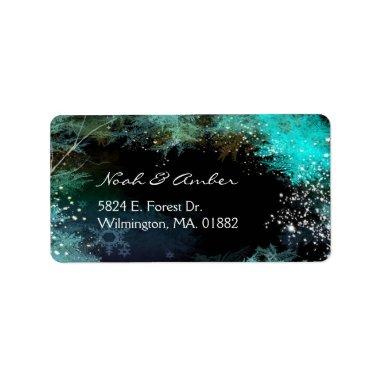 Starry Forest Turquoise Boho Wedding Address Label