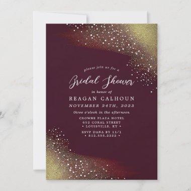 Starry Night Deep Crimson Bridal Shower Invitations