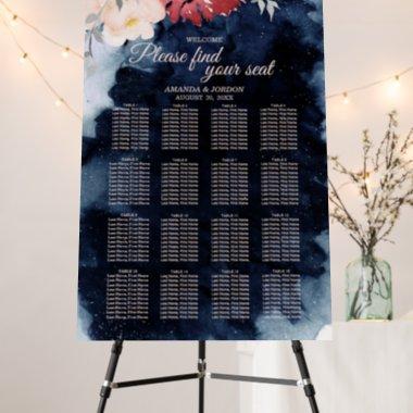 Starry Night Floral Seating Chart Welcome Sign