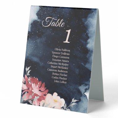 Starry Night Floral Table Tent Sign with Guests