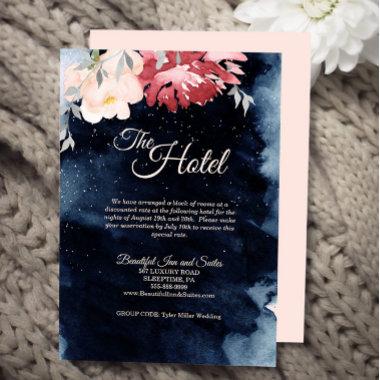 Starry Night Floral Wedding Accommodation Enclosure Invitations