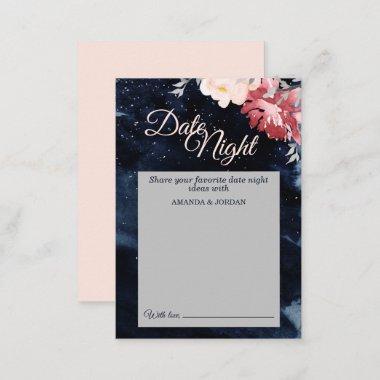 Starry Night Floral Wedding Date Night Advice Card