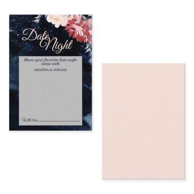 Starry Night Floral Wedding Date Night Advice Card