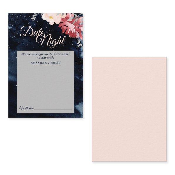 Starry Night Floral Wedding Date Night Advice Card