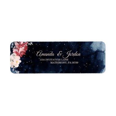 Starry Night Floral Wedding Return Address Label