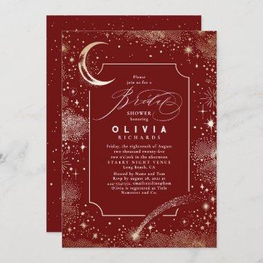 Starry Night Moon Mystical Celestial Bridal Shower Invitations