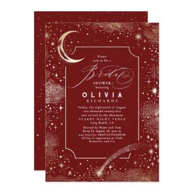 Starry Night Moon Mystical Celestial Bridal Shower Invitations