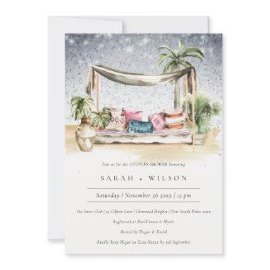 Starry Night Tropical Cabana Couple Shower Invite