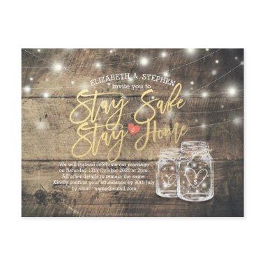 STAY HOME STAY SAFE WEDDING POSTPONEMENT MASON JAR ANNOUNCEMENT POST