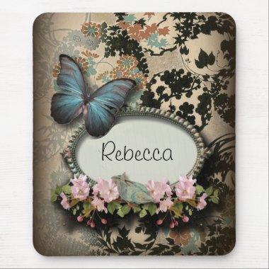 steampunk Ephemera floral Butterfly victorian Mouse Pad