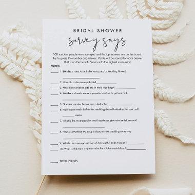 STELLA Minimal Bridal Shower Survey Says Game Invitations