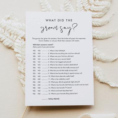 STELLA What Did The Groom Say Bridal Game Invitations