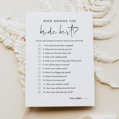 STELLA Who Knows the Bride Best Bridal Game Invitations